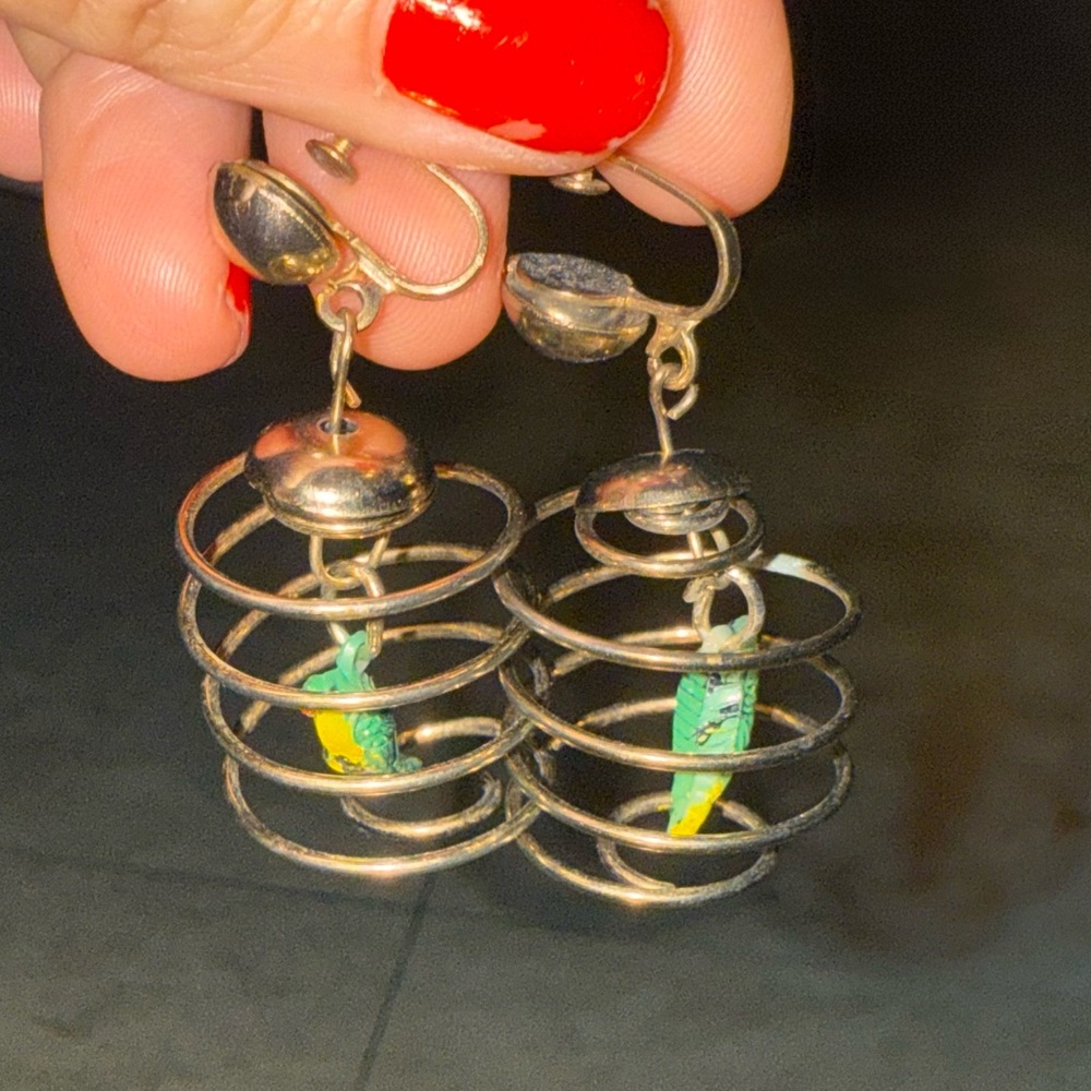 Chic Spiral Birdcage Gold Earrings